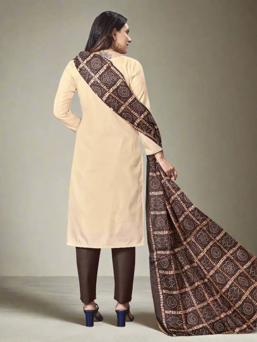 Casual Wear Parampara Silk Suit | Embroidered Kameez with Chinon Dupatta