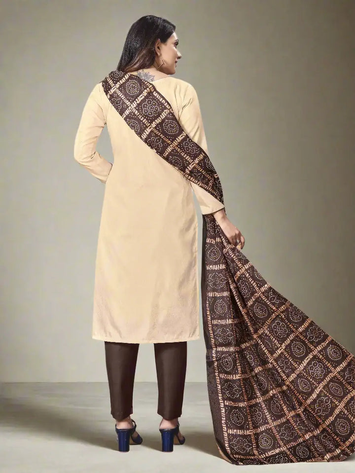 Casual Wear Parampara Silk Suit | Embroidered Kameez with Chinon Dupatta