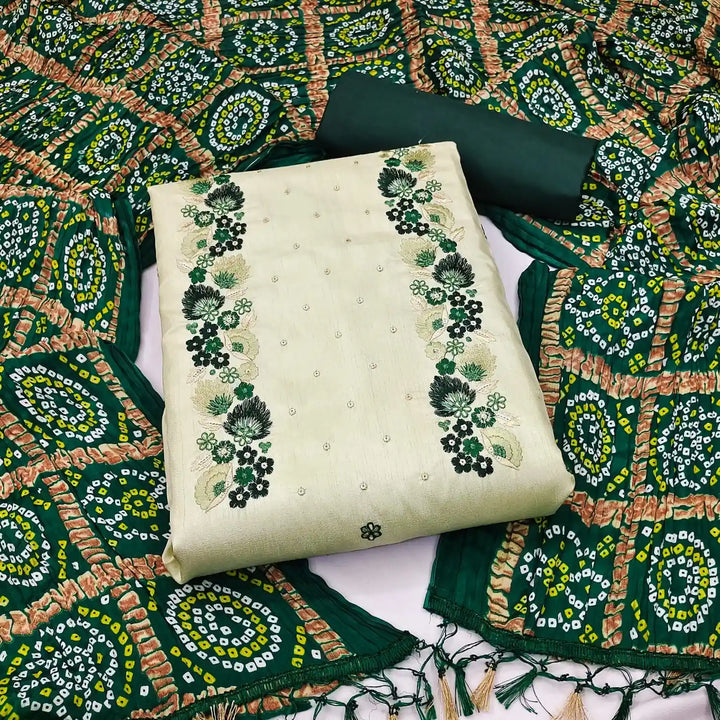 Casual Wear Parampara Silk Suit | Embroidered Kameez with Chinon Dupatta