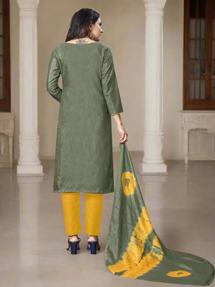Designer Parampara Silk Suit | Embroidery with Cotton Bottom and Dupatta