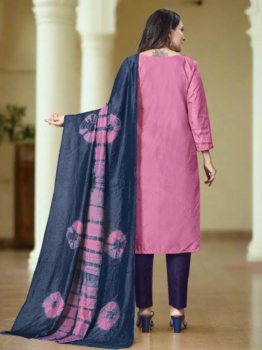 Designer Parampara Silk Suit | Embroidery with Cotton Bottom and Dupatta