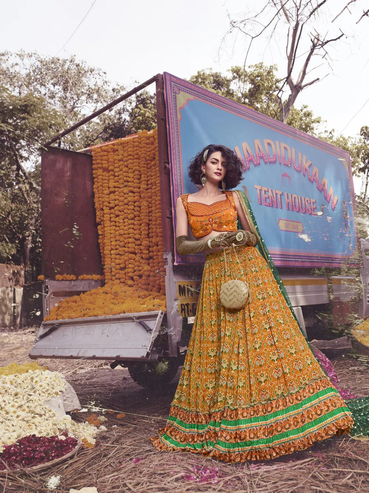 Art-Silk Printed Lehenga with Designer Embroidery | Wedding & Party Wear