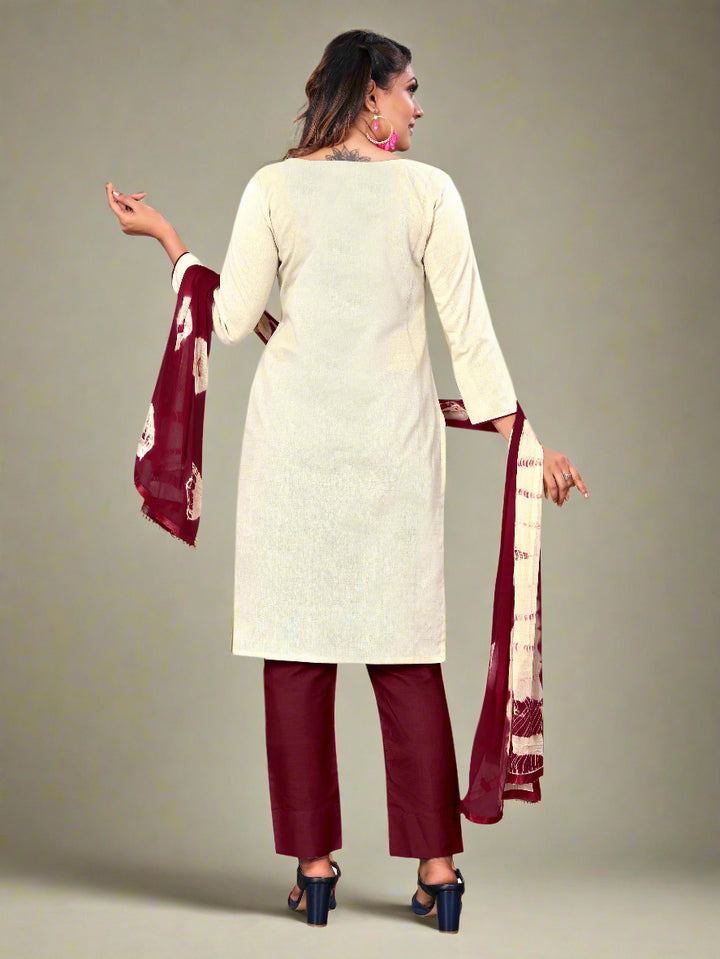 Casual Wear Khadi Cotton Suit | Printed Kameez with Nazmin Dupatta