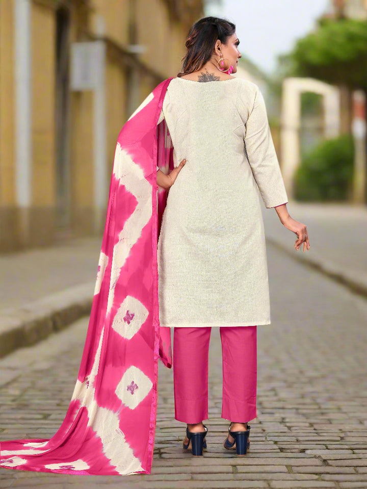 Casual Wear Khadi Cotton Suit | Printed Kameez with Nazmin Dupatta