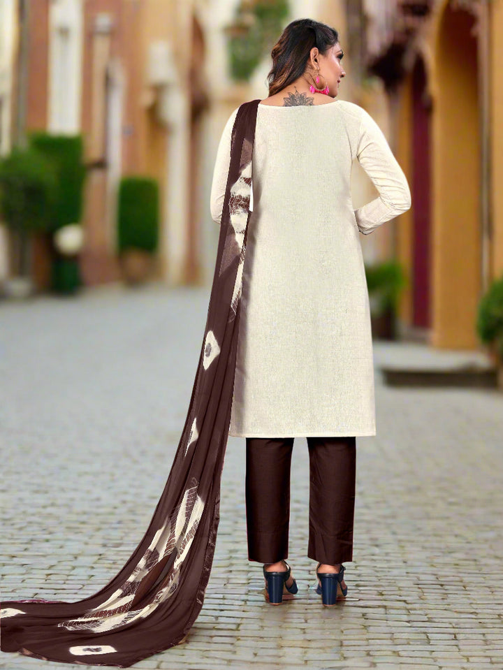 Casual Wear Khadi Cotton Suit | Printed Kameez with Nazmin Dupatta