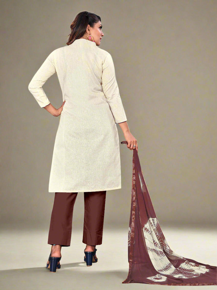 Designer Khadi Cotton Suit | Casual Printed Kameez with Cotton and Nazmin Dupatta