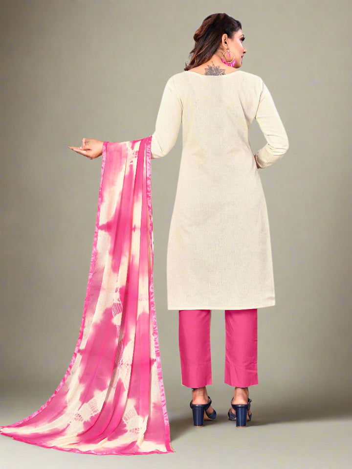 Designer Khadi Cotton Suit | Casual Printed Kameez with Cotton and Nazmin Dupatta