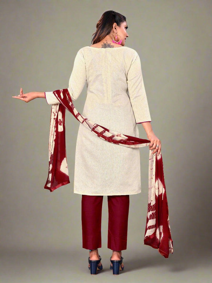 Designer Khadi Cotton Suit | Casual Printed Kameez with Cotton and Nazmin Dupatta
