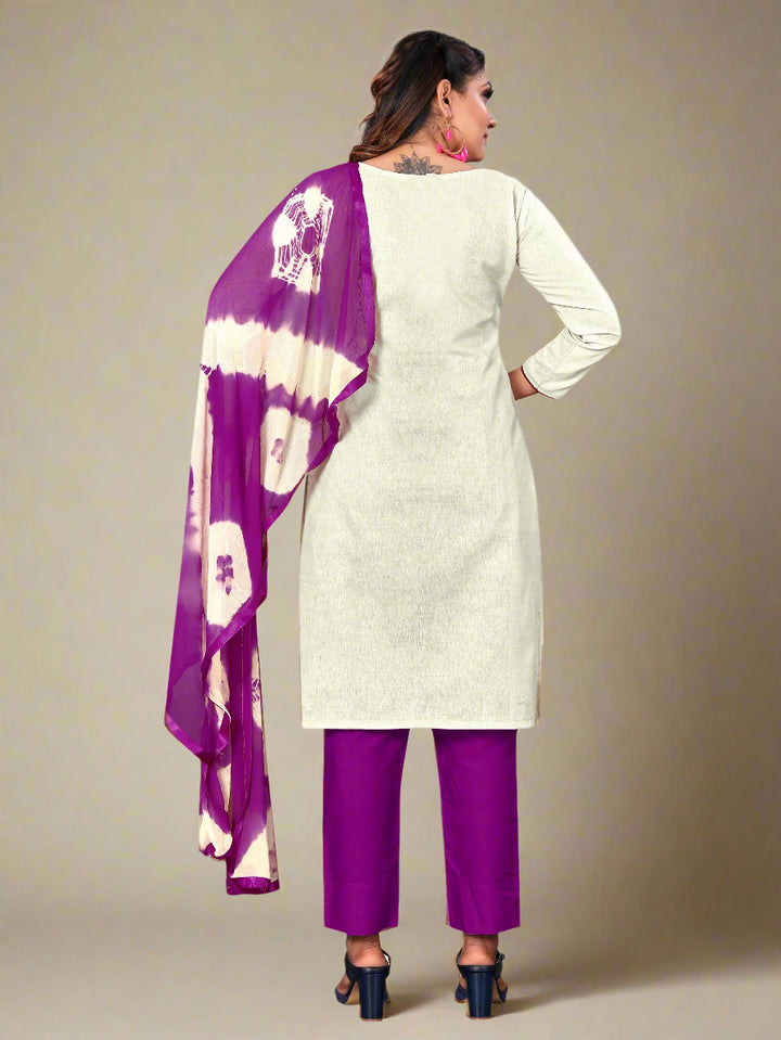 Designer Khadi Cotton Suit | Casual Printed Kameez with Cotton and Nazmin Dupatta