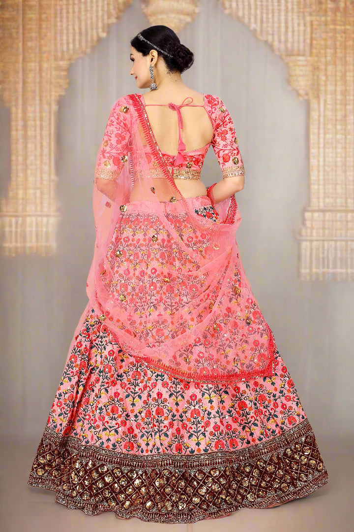 Designer Art-Silk Lehenga with Thread & Sequin Embroidery | Wedding & Reception