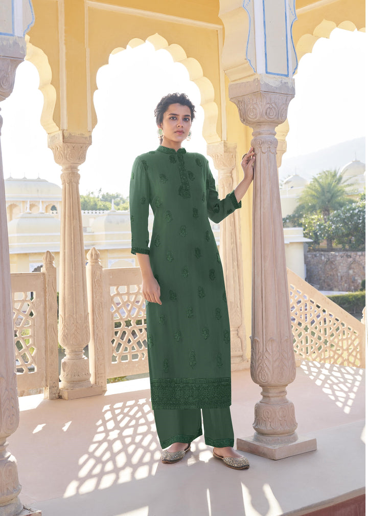 Stylish Georgette & Muslin Set | Elegant Designer Thread Embroidery