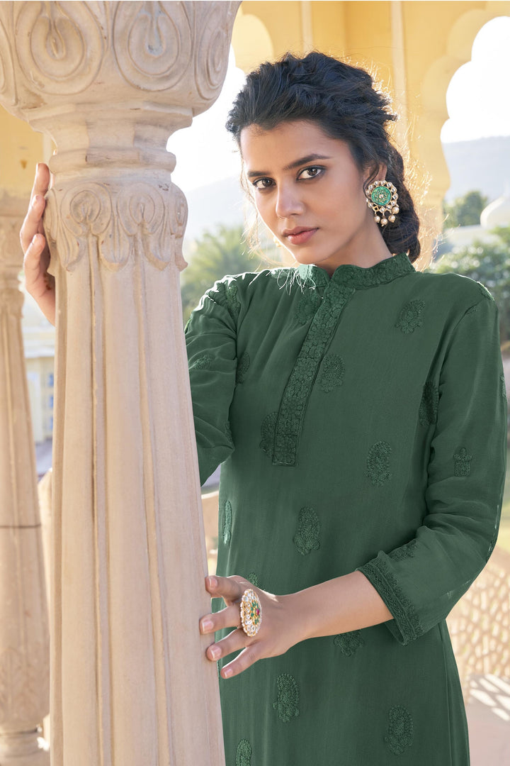 Stylish Georgette & Muslin Set | Elegant Designer Thread Embroidery