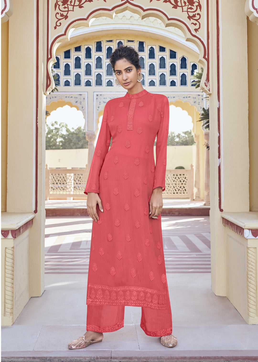 Stylish Georgette & Muslin Set | Elegant Designer Thread Embroidery