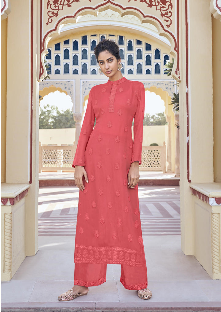 Stylish Georgette & Muslin Set | Elegant Designer Thread Embroidery