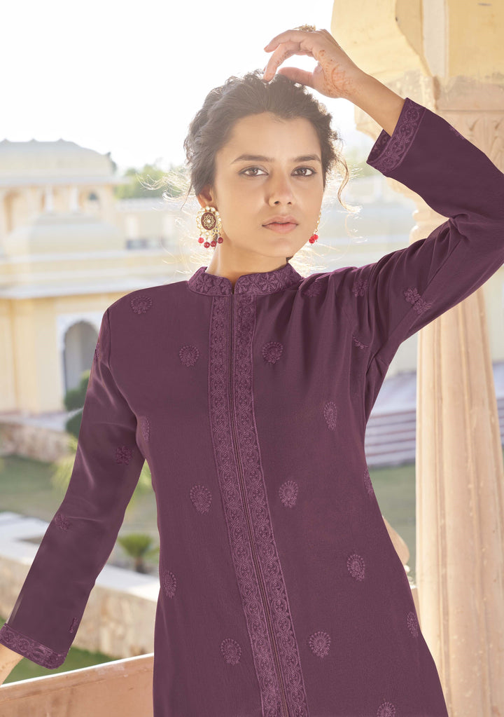Stylish Georgette & Muslin Set | Elegant Designer Thread Embroidery