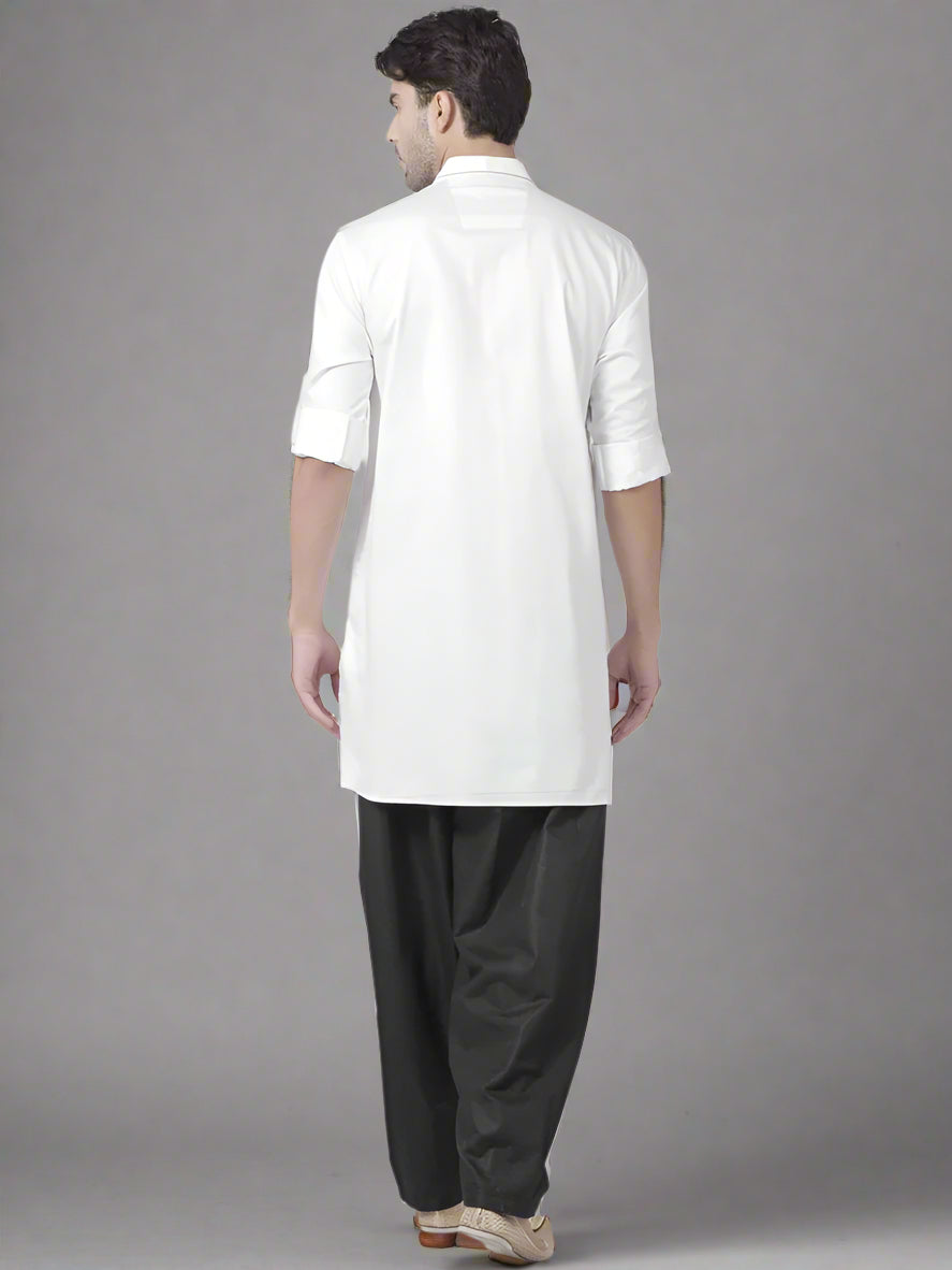 Men’s Cotton Kurta Pajama | Black Bottom with Elegant Solid Design