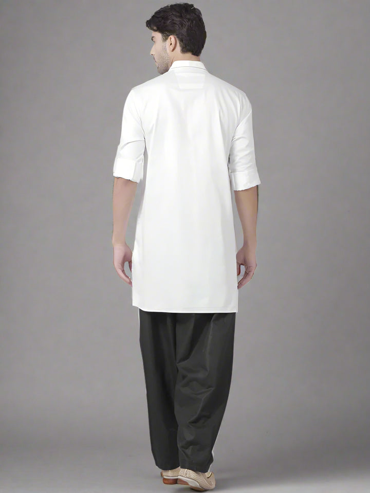 Men’s Cotton Kurta Pajama | Black Bottom with Elegant Solid Design