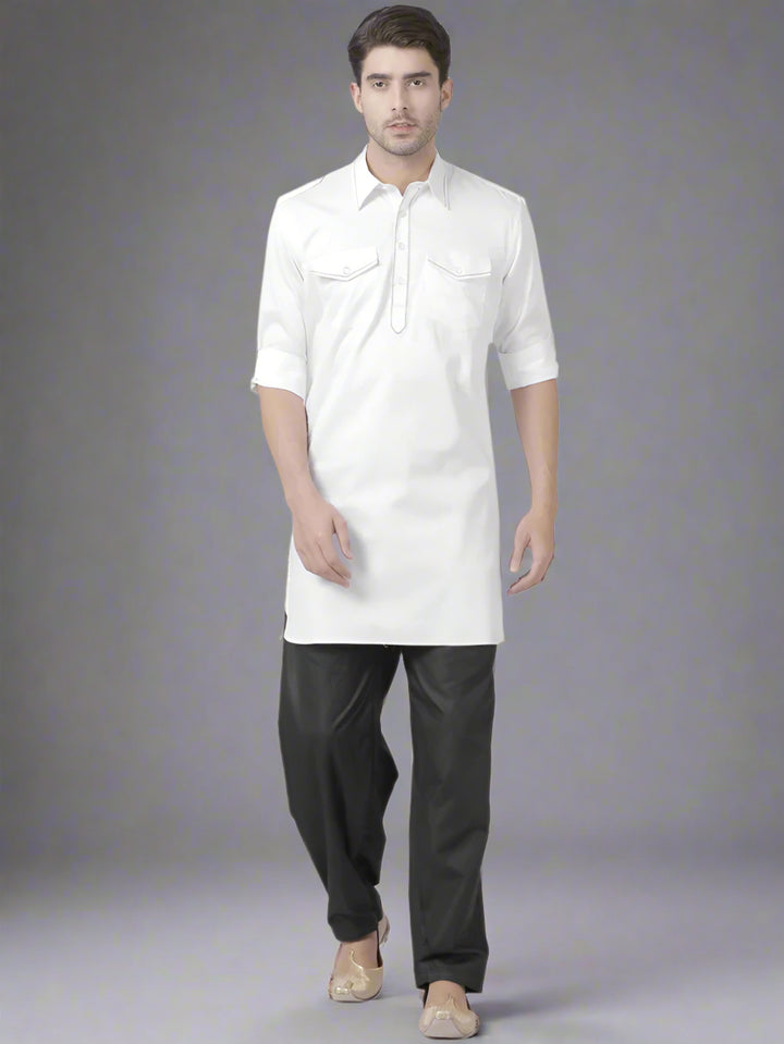 Men’s Cotton Kurta Pajama | Black Bottom with Elegant Solid Design