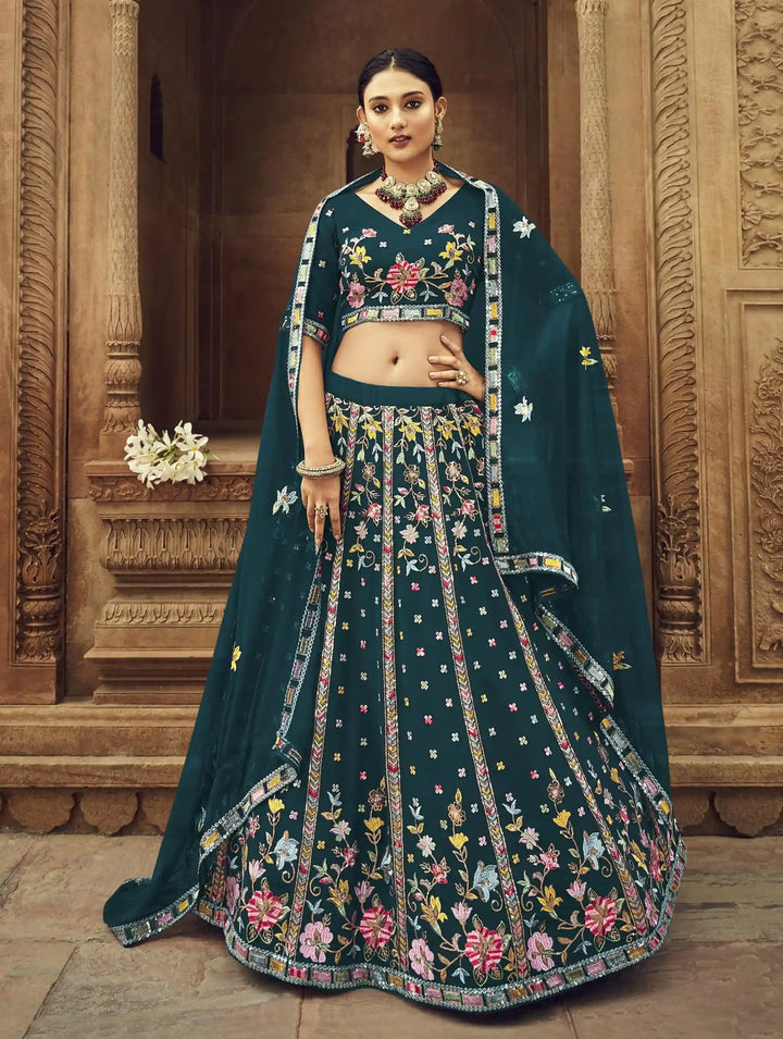 Elegant Georgette Lehenga with Thread & Sequin Embroidery | Wedding & Party Ready
