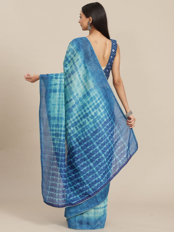 Designer Printed Art-Silk Saree with Sequined Embroidery | Wedding Festive Wear