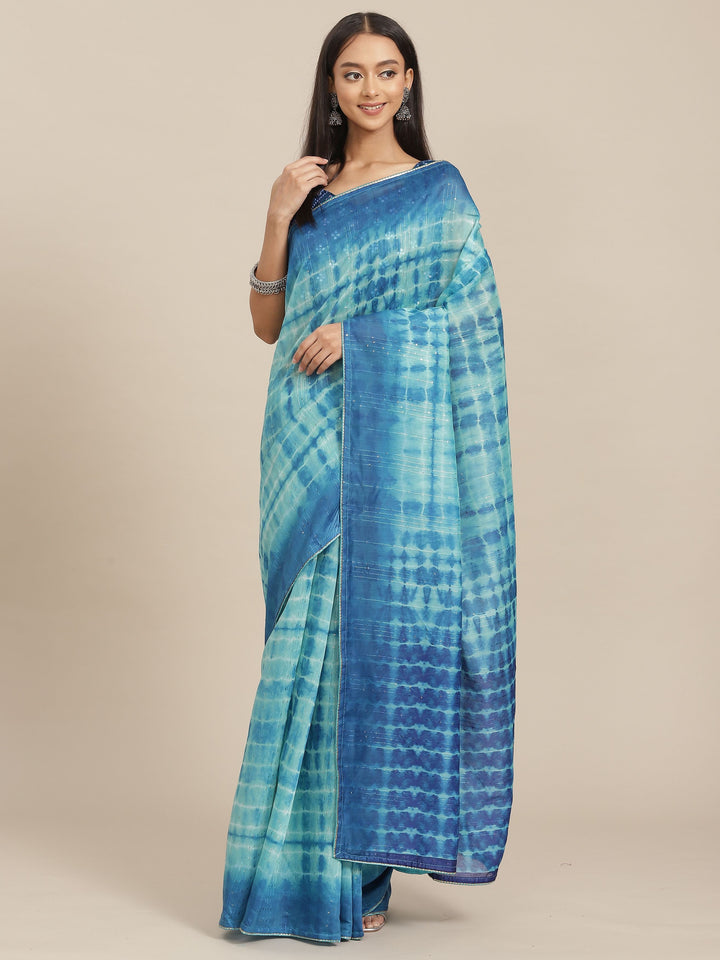 Designer Printed Art-Silk Saree with Sequined Embroidery | Wedding Festive Wear