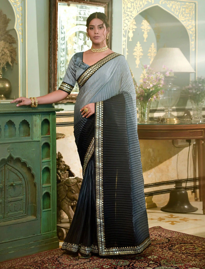 Elegant Chinon Saree with | A Stylish and Sophisticated Choice
