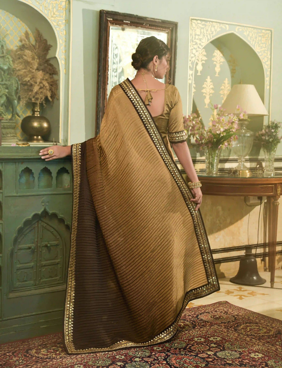 Elegant Chinon Saree with | A Stylish and Sophisticated Choice