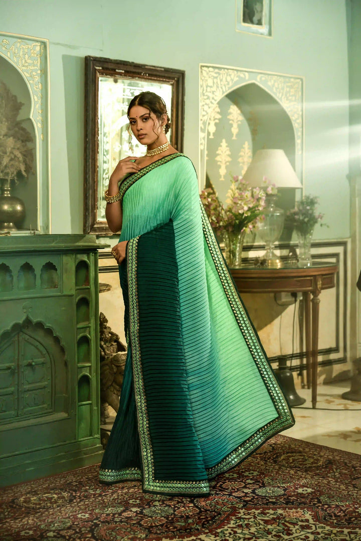 Elegant Chinon Saree with | A Stylish and Sophisticated Choice