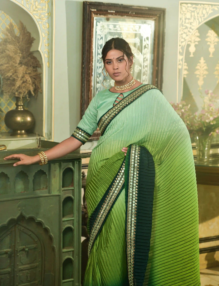 Elegant Chinon Saree with | A Stylish and Sophisticated Choice