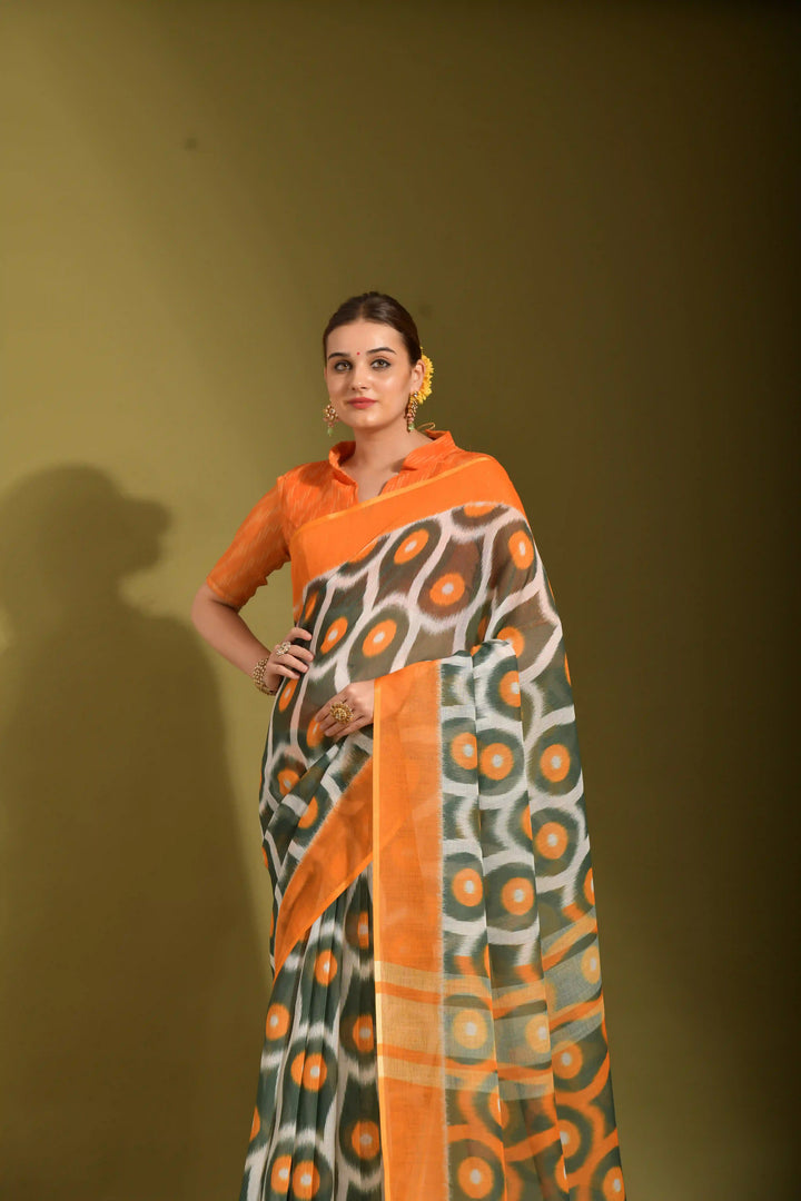 Linen Digital Printed Saree | Ideal for Weddings & Festive Occasions with Elegance