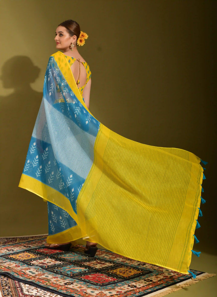 Chic Linen Digital Printed Saree | Perfect for Weddings & Festive Celebrations