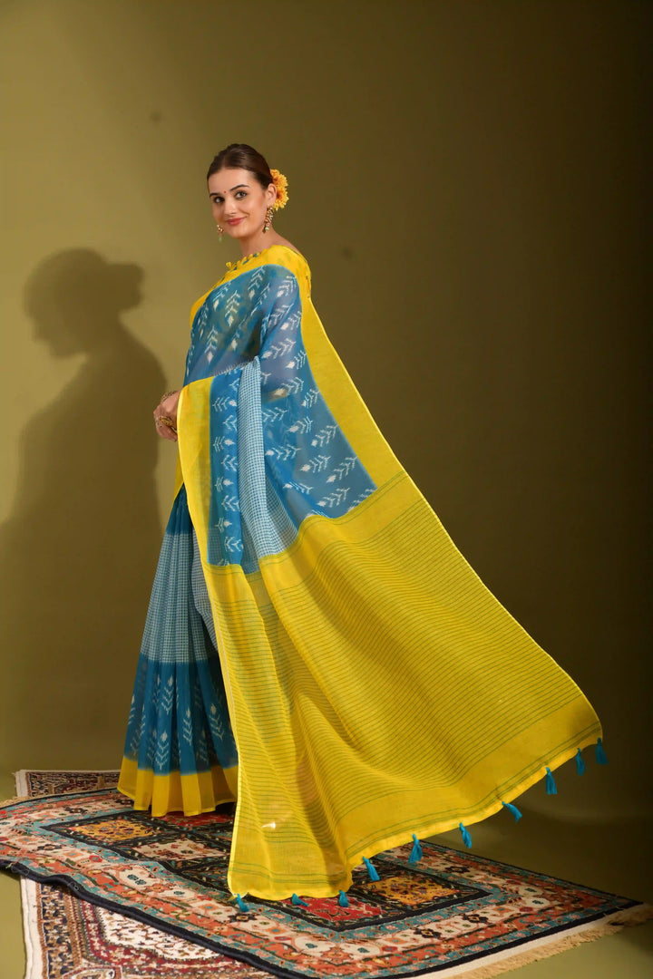 Chic Linen Digital Printed Saree | Perfect for Weddings & Festive Celebrations