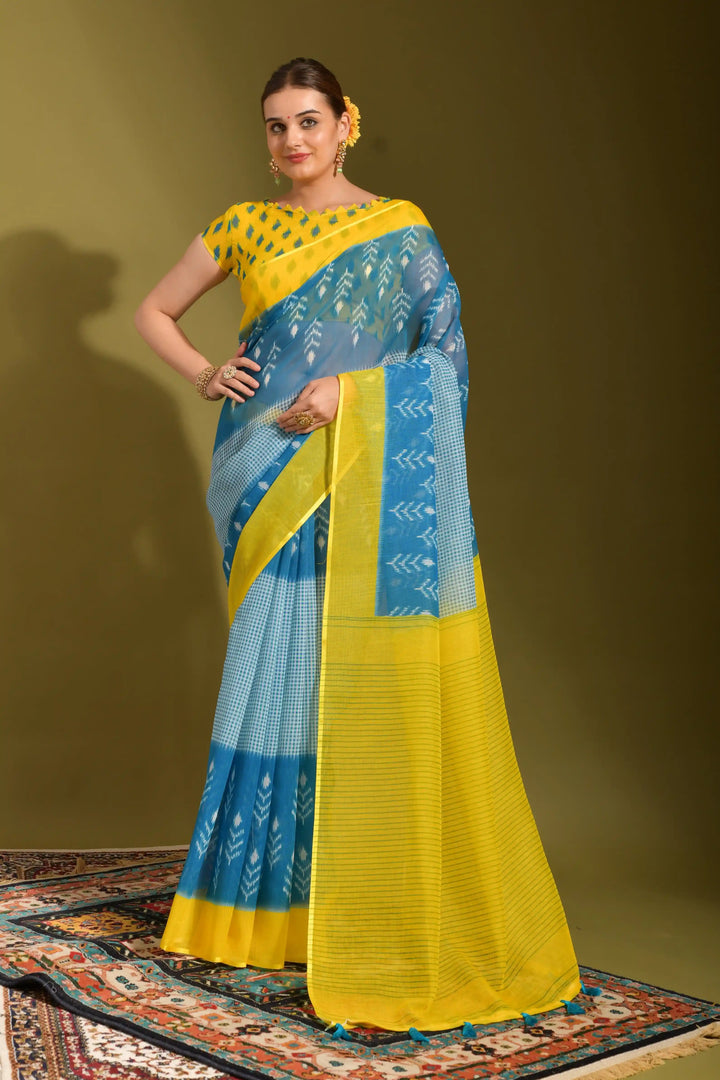 Chic Linen Digital Printed Saree | Perfect for Weddings & Festive Celebrations