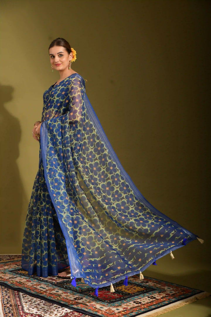 Stylish Linen Saree with Digital Print | Traditional Wear for Weddings & Events