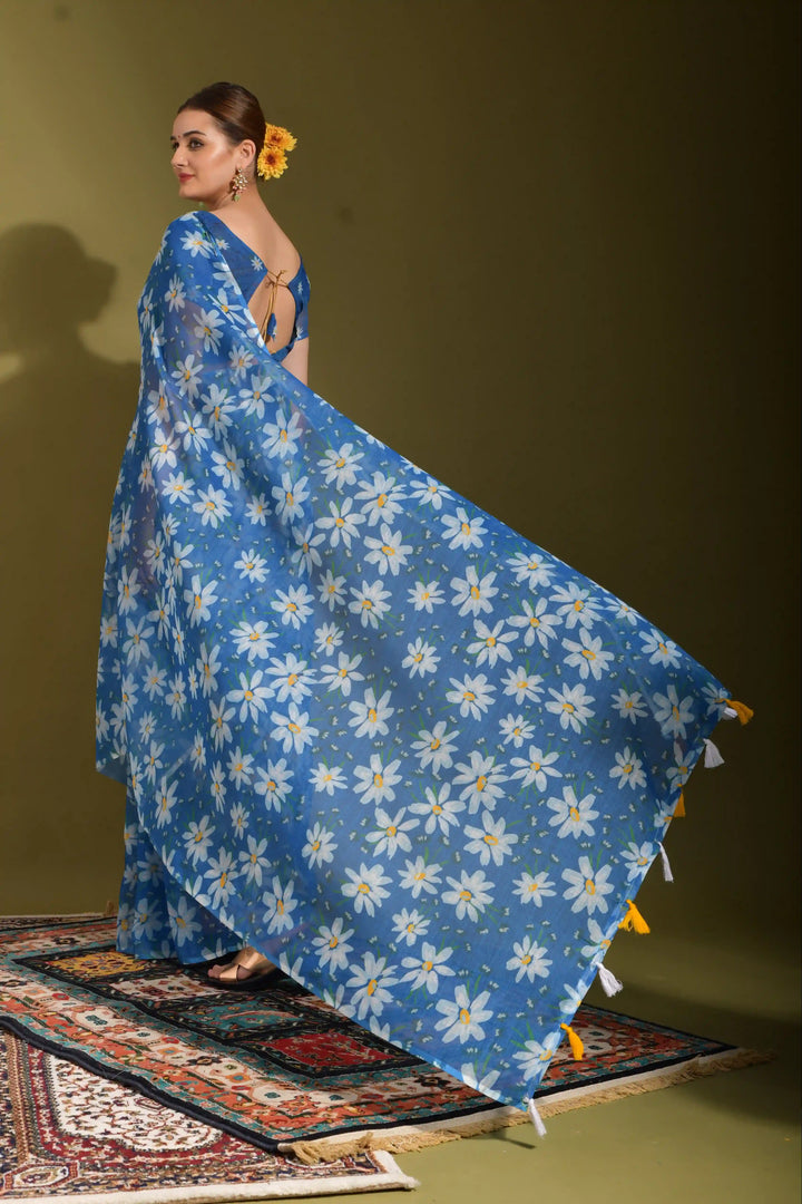 Linen Digital Printed Saree | Traditional Wedding & Festive Wear with Elegant Design