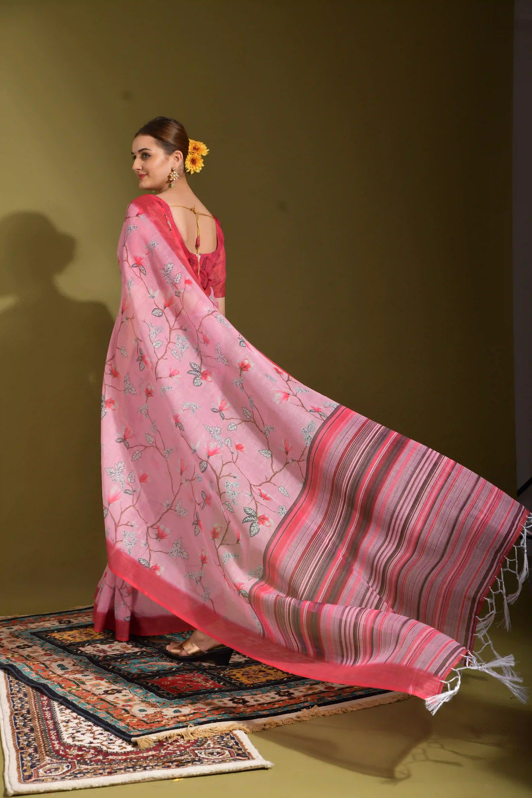 Linen Digital-Printed Saree | Wedding & Festive Traditional Wear