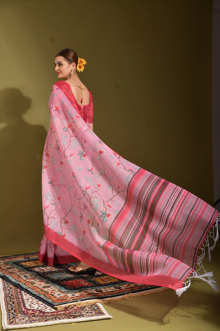 Linen Digital-Printed Saree | Wedding & Festive Traditional Wear