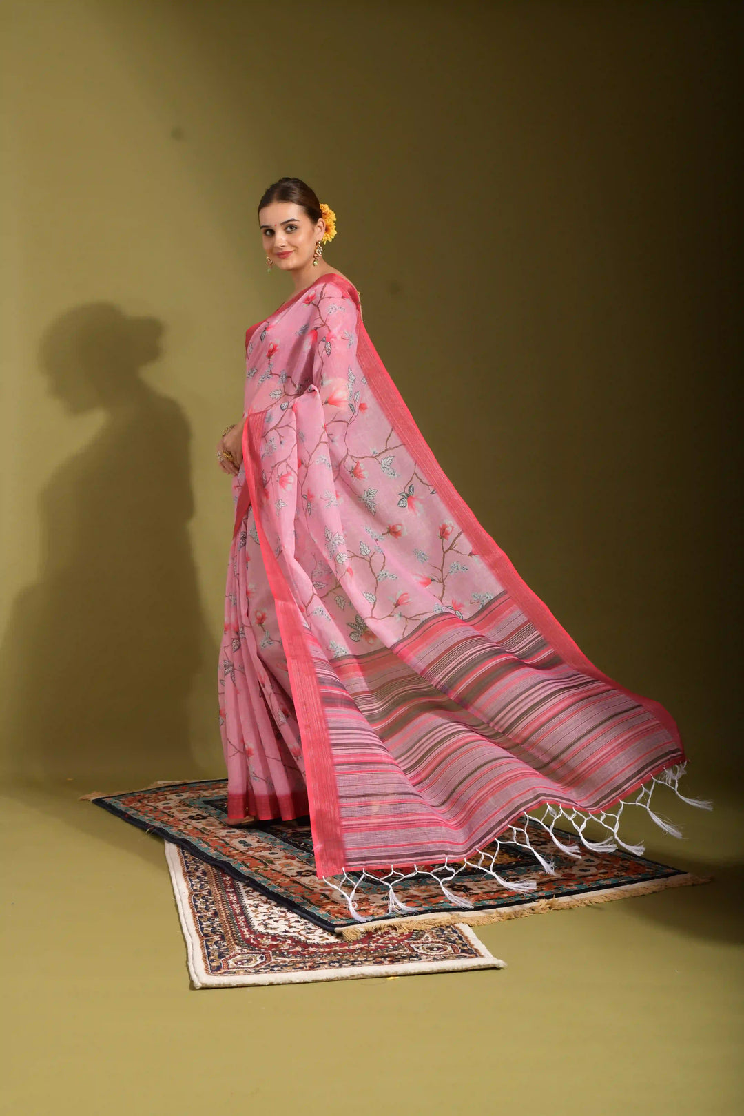 Linen Digital-Printed Saree | Wedding & Festive Traditional Wear