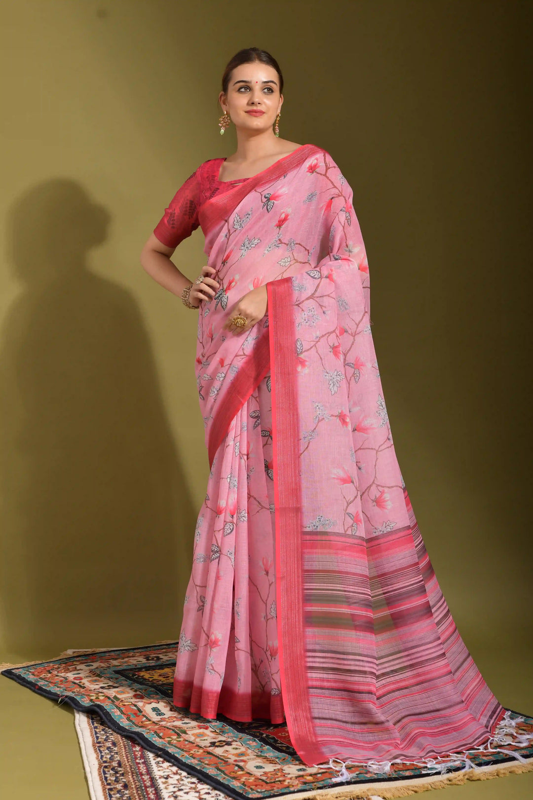 Linen Digital-Printed Saree | Wedding & Festive Traditional Wear