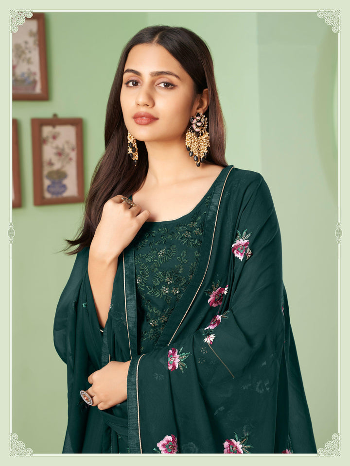 Partywear Palazzo Suit | Heavy Embroidered Georgette Set with Sequins Work