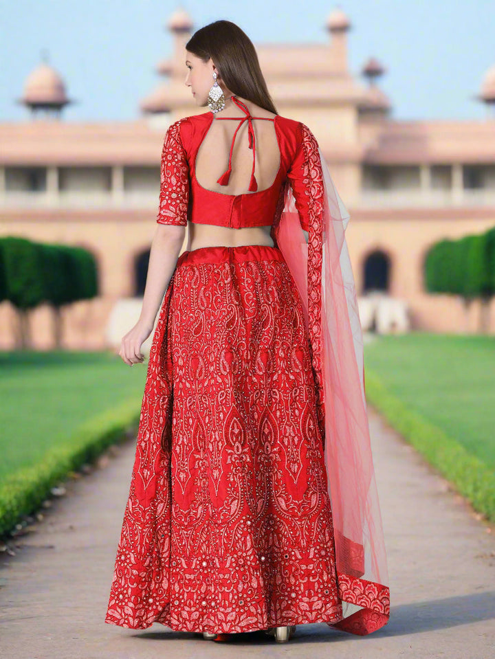 Designer Embroidered Tafetta Silk Lehenga | Wedding & Party Wear
