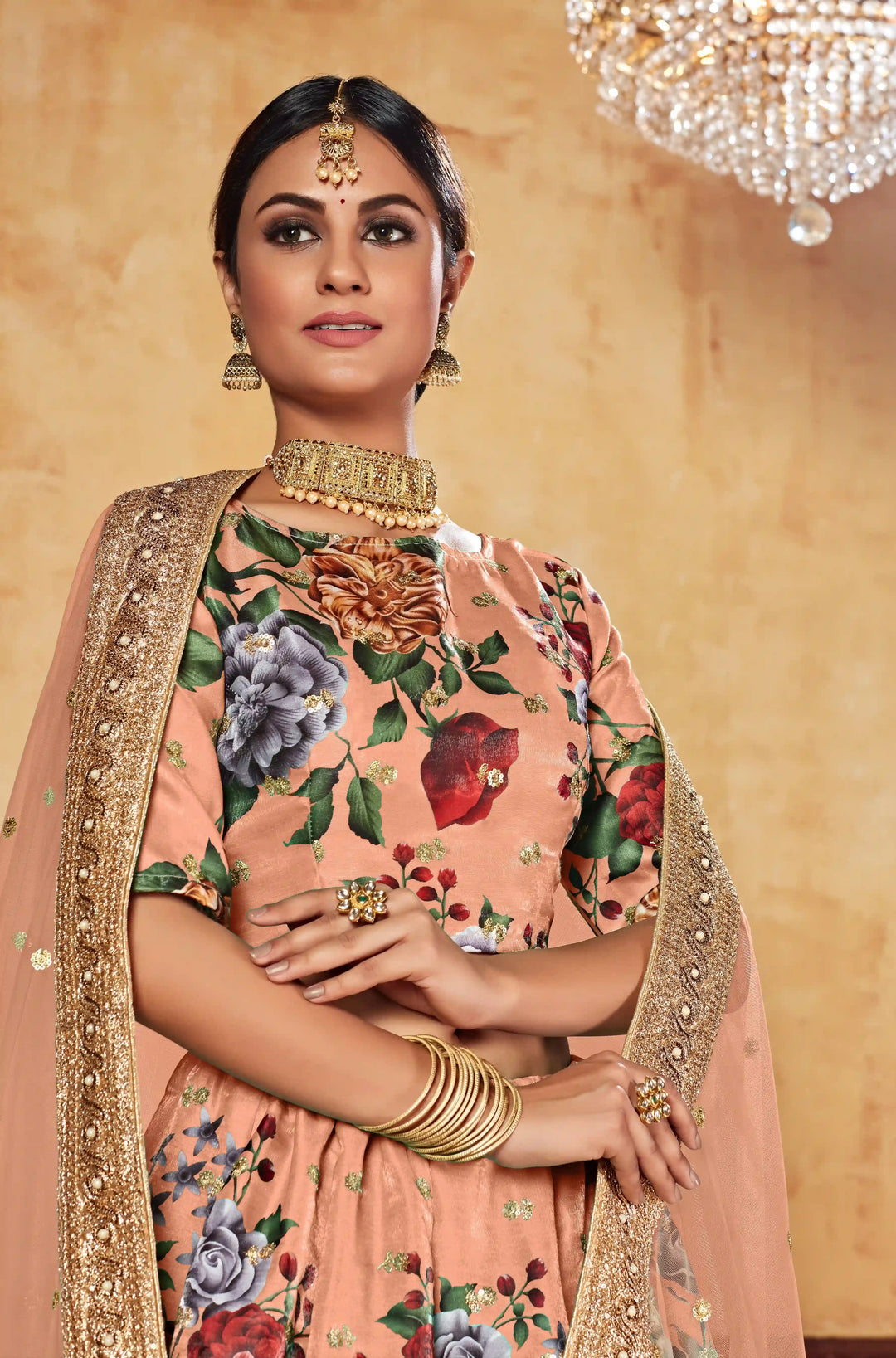 Art Silk Digital Printed Lehenga | Dori & Sequins Embroidery for Weddings