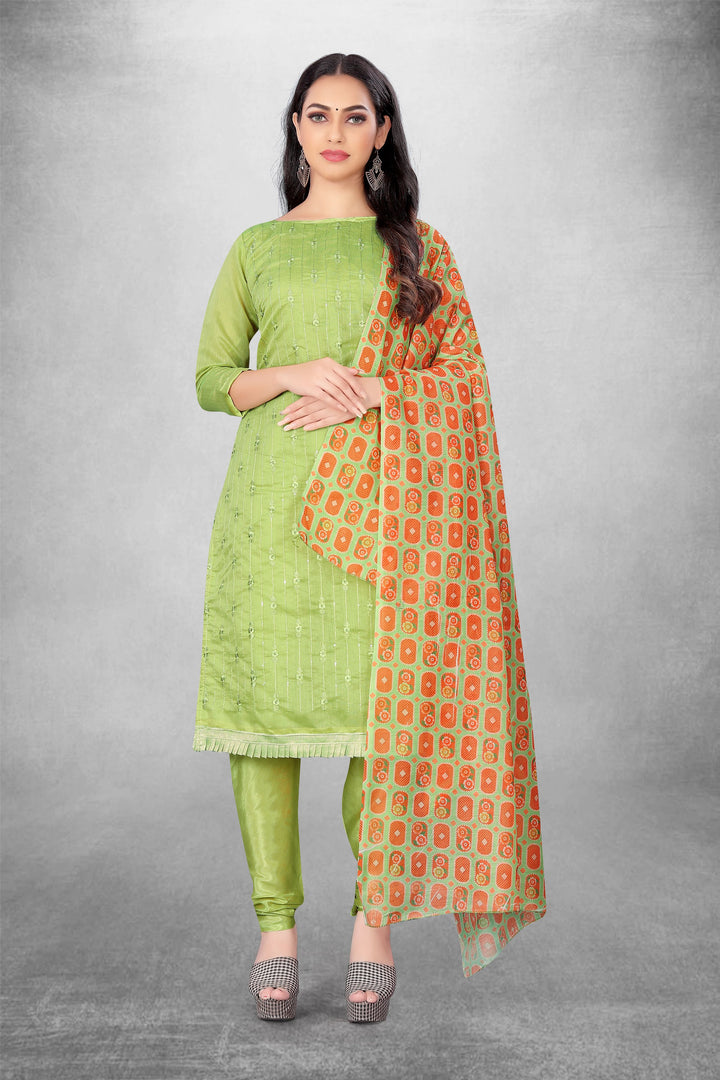 Stylish Chanderi Kurti Set | Digital Printed Dupatta & Embroidery Work