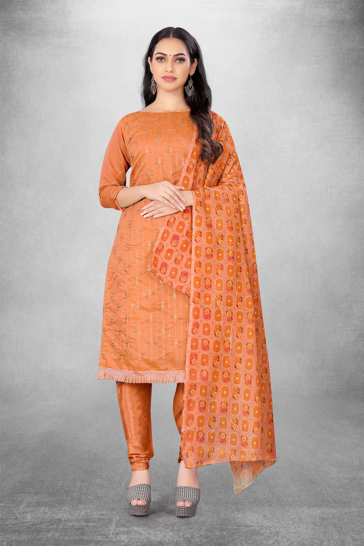 Stylish Chanderi Kurti Set | Digital Printed Dupatta & Embroidery Work