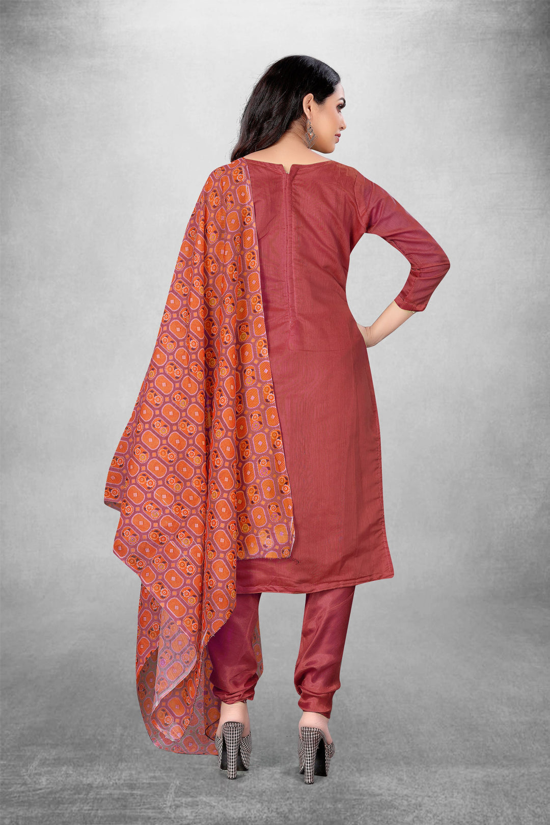 Stylish Chanderi Kurti Set | Digital Printed Dupatta & Embroidery Work