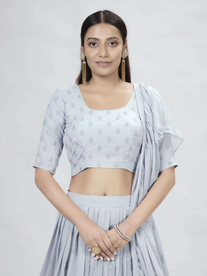 Exquisite Gray Georgette Lehenga with Gray Dupatta | A Graceful Addition to Your Wardrobe
