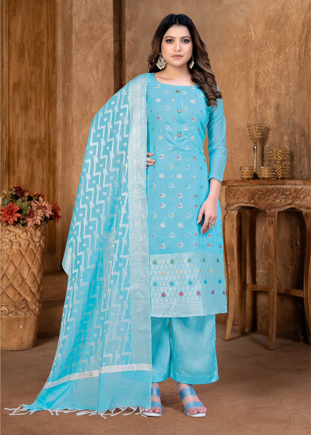 Banarasi Silk Salwar Kameez | Elegant Woven Designer