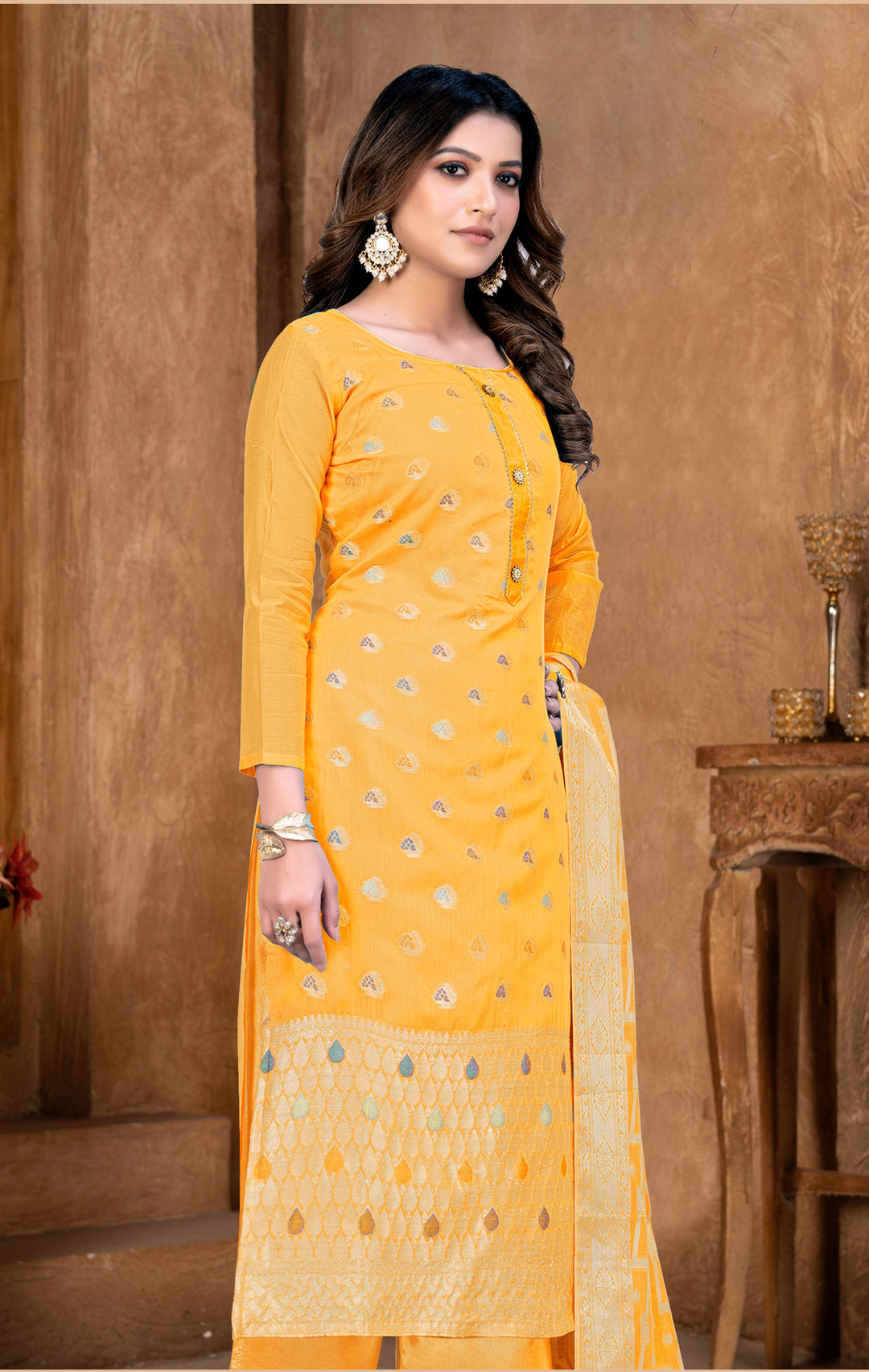 Banarasi Silk Salwar Kameez | Elegant Woven Designer