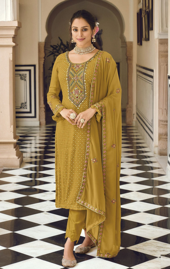 Party Wear Georgette Suit | Embroidered Dupatta and Santoon Inner