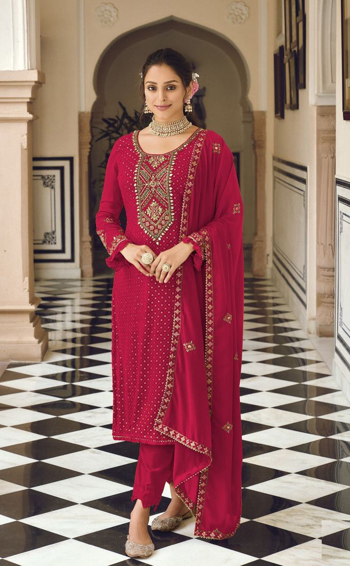 Party Wear Georgette Suit | Embroidered Dupatta and Santoon Inner